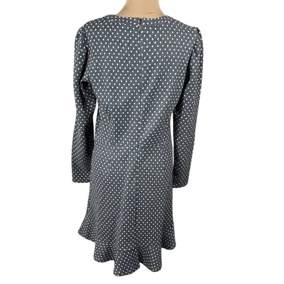 Loft Knit Sparkle Dot Dress Fit Flare Grey Cream Size 8 - Picture 3 of 7